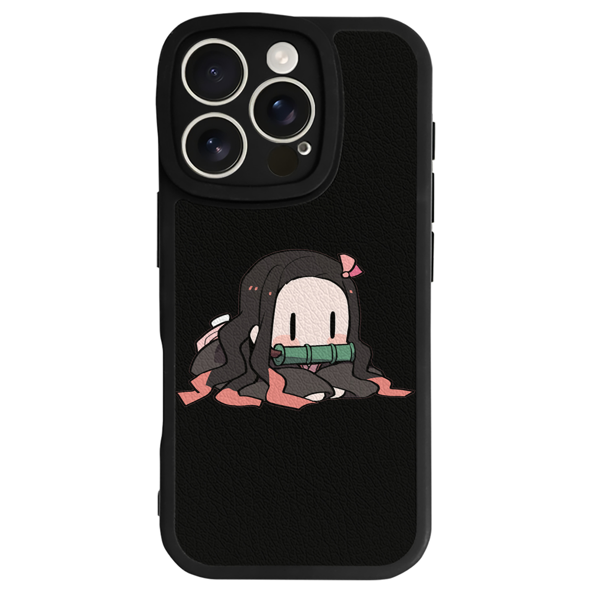 （画像用） 鬼滅の刃（きめつのやいば）竈門 禰󠄀豆子／かまど ねずこ Kamado Nezuko 【iPhone 16シリーズ対応】シリコンスマホケース（レザー調） 材質：シリコン